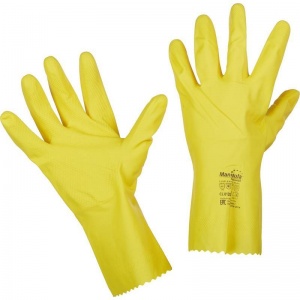 Перчатки защитные латексные Manipula Specialist "Блеск", х/б напыление, размер 8-8,5 (M), желтые, 1 пара (L-F-01)