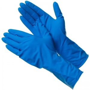 Перчатки одноразовые латексные смотровые Deltagrip High Risk, синие (размер S) 25 пар в упаковке