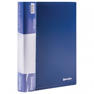 Папка файловая 100 вкладышей Brauberg Стандарт (А4, пластик, 900мкм) синяя (221609)