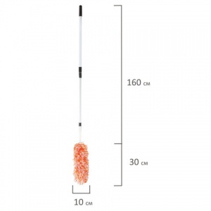 Щетка-метелка ручная для смахивания пыли Лайма, телескопическая ручка, сталь, 160см, оранжевая (603619), 24шт.