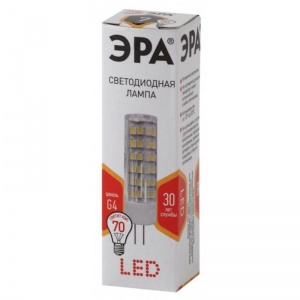 Лампа светодиодная Эра LED (7Вт, G4) теплый белый, 10шт. (JC-7W-220V-CER-827-G4, Б0027859)