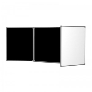 Доска меловая/магнитно-маркерная трехсекционная Attache (300x100см, алюминиевая рамка) черная/белая