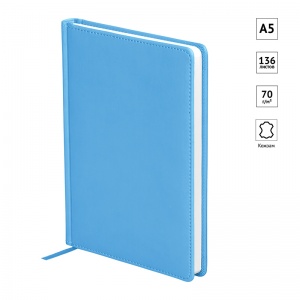 Ежедневник недатированный А5 OfficeSpace Winner (136 листов) обложка кожзам, небесно-голубая (En5_12709)