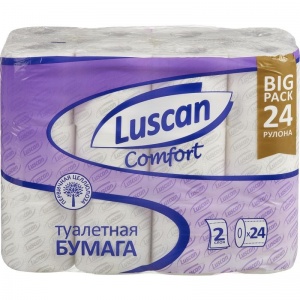 Бумага туалетная 2-слойная Luscan Comfort, белая, 24 рул/уп