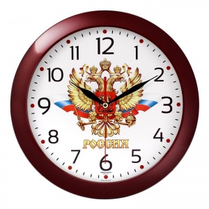 Часы настенные аналоговые Troyka 11131176, бордовая рамка, 29x29x3.5см