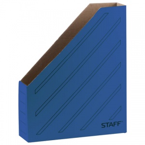 Лоток для бумаг вертикальный Staff, 75мм, микрогофрокартон, синий (128882)