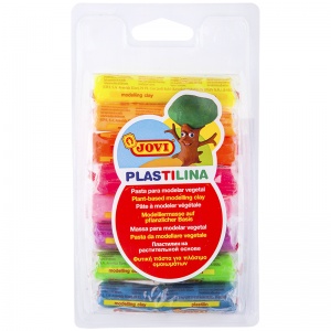 Пластилин на растительной основе 8 цветов Jovi, 120г, флуоресцентный, блистер (28F)