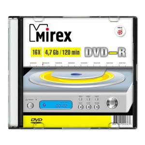 Оптический диск DVD-R Mirex 4.7Gb, 16x, slim case, 1шт.