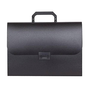 Папка-портфель inФОРМАТ (А4, 13 отделений, пластик, 700мкм, с ручкой) черная