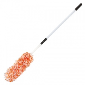 Щетка-метелка ручная для смахивания пыли Лайма, телескопическая ручка, сталь, 160см, оранжевая (603619)