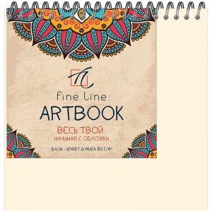Блокнот для зарисовок А5, 40л Полином "Artbook quadro big craft" (80 г/кв.м, спираль, крафт) (2830)