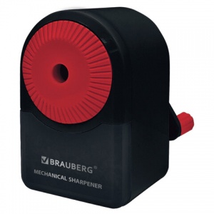 Точилка для карандашей механическая Brauberg Ultra (1 отверстие, крепление к столу) черная с красным, 2шт. (228626)