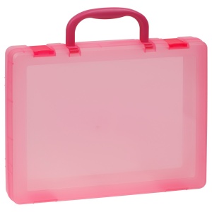 Папка-портфель Стамм (А4, 1 отделение, пластик, 275х375х57мм, ручка) тонированная розовая (КС19)