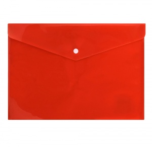 Папка-конверт на кнопке inФОРМАТ (А4, 150мкм, пластик) красная непрозрачная