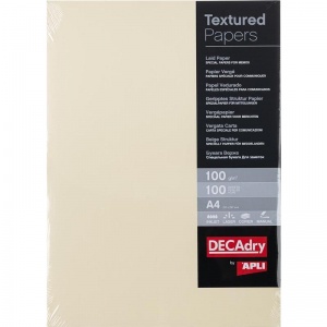 Дизайнерская бумага Decadry "Текстурная кремовая" (A4, 100г) 100шт.
