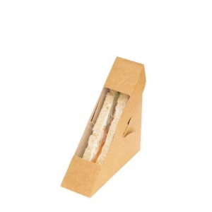 Контейнер одноразовый под сэндвичи DoEco Eco Sandwich 40, 130х130х40мм, с окном коричневый, 50шт.