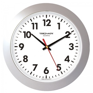 Часы настенные аналоговые Troyka 51570511, серебристая рамка, 30x30x4.5см, 8шт.