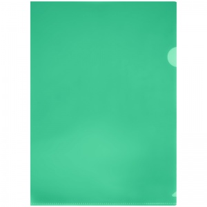 Папка-уголок Стамм (А4, 150мкм, пластик) прозрачная, зеленая, 20шт. (ММ-32260)