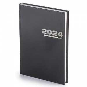Ежедневник датированный на 2024 год А5 Альт (168 листов) бумвинил, черный