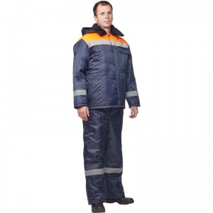 Спец.одежда Куртка зимняя мужская з32-КУ с СОП, синий/оранжевый, оксфорд (размер 48-50, рост 158-164)