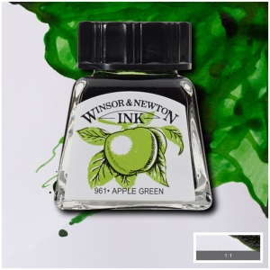 Тушь Winsor&Newton для рисования, зеленое яблоко, стекл. флакон 14мл (1005011)