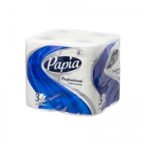 Бумага туалетная для диспенсера 3-слойная Papia Professional, белая, 17м, 8 рул/уп (5060404)