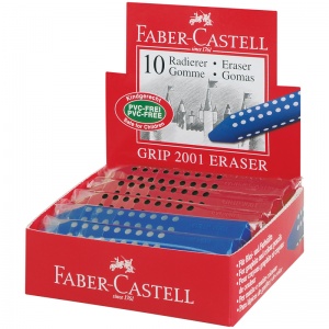 Ластик Faber-Castell Grip 2001 (трехгранный, 90x15x15мм) красный/синий, 10шт. (187101)