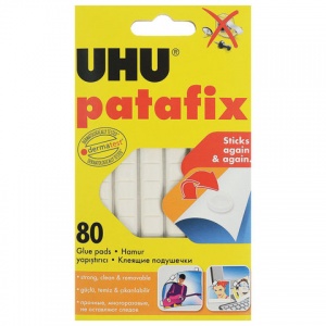 Клейкие подушки UHU Patafix, 80шт., многоразовые, белые (39125)