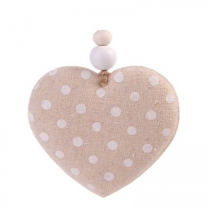 Елочное украшение из ткани "Сердце с белыми кружочками", 8,5x8x1,5см (80201)