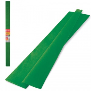 Бумага цветная крепированная Brauberg, 50x250см, плотная, растяжение до 45%, 32 г/кв.м, темно-зеленая, в рулоне, 10 листов (126537)