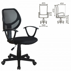 Кресло офисное Brabix "Flip MG-305", ткань TW черная", сетка, пластик (531952)