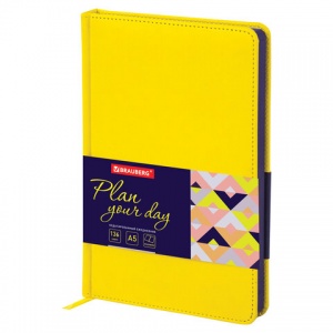 Ежедневник недатированный А5 Brauberg Rainbow (136 листов) обложка кожзам, желтый, 2шт. (111670)
