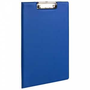 Папка-планшет с крышкой Staff (А4, до 90 листов, картон/ПВХ, с зажимом) синяя, 4шт. (229558)