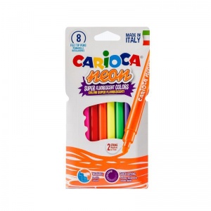 Набор фломастеров 8 цветов Carioca Neon (линия 1-4,7мм, неоновый эффект, смываемые) картонная упаковка (42785), 24 уп.