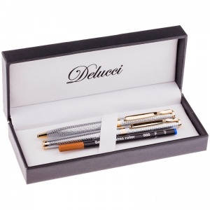 Набор письменных принадлежностей Delucci (ручка шариковая, ручка-роллер, синие) (CPn_11913)