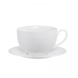 Чайная пара Tudor England Royal Sutton, чашка фарфоровая белая 230мл + блюдце (TUC1062-4), 6 уп.