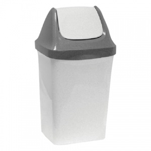 Контейнер для мусора 15л Idea "Свинг", пластик светло-серый, крышка-вертушка, 269x430x235мм (М 2462), 8шт.