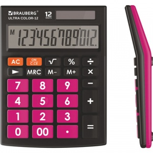 Калькулятор настольный Brauberg Ultra Color-12-BKWR (12-разрядный) черно-малиновый (250500)