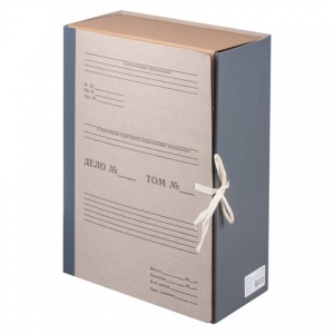 Короб архивный Staff (120мм, 2 х/б завязки, до 1000л, переплетный картон/бумвинил) серый (126903), 20шт.