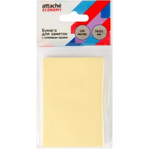 Клейкие закладки бумажные Attache Economy, желтый по 100л., 76х51мм