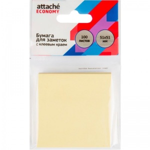 Клейкие закладки бумажные Attache Economy, желтый по 100л., 51х51мм