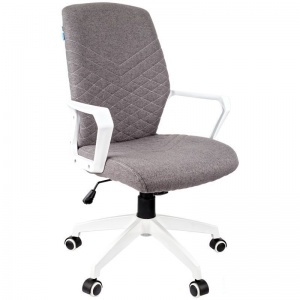 Кресло офисное Helmi HL-М05 "Ambition", ткань серая, пластик белый (283163)
