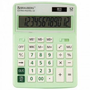 Калькулятор настольный Brauberg Extra Pastel-12-LG (12-разрядный) мятный (250488)