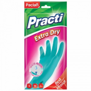 Перчатки латексные Paclan Practi Extra Dry с хлопковым напылением, размер 9 (L), 1 пара, 5 уп. (407350)
