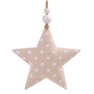 Елочное украшение из ткани "Звезда с белыми кружочками", 10,5x10,5x1,5см (80195)