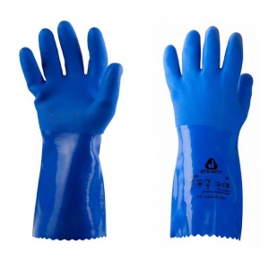 Перчатки защитные хлопковые Jeta Safety КЩС, покрытие пвх, размер 9 (L), синие, 1 пара (JP711)