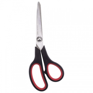 Ножницы Офисмаг Soft Grip 190мм, асимметричные ручки, остроконечные, черно-красные (236456)