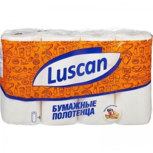 Полотенца бумажные 2-слойные Luscan, рулонные, 4 рул/уп