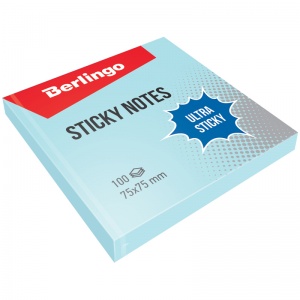 Стикеры (самоклеящийся блок) Berlingo Ultra Sticky, 75x75мм, голубой пастель, 100 листов (LSn_39205), 12 уп.