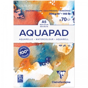 Альбом для акварели А5, 70л Clairefontaine "Goldline Aqua" (300 г/кв.м, холод. прессование) (975720C)